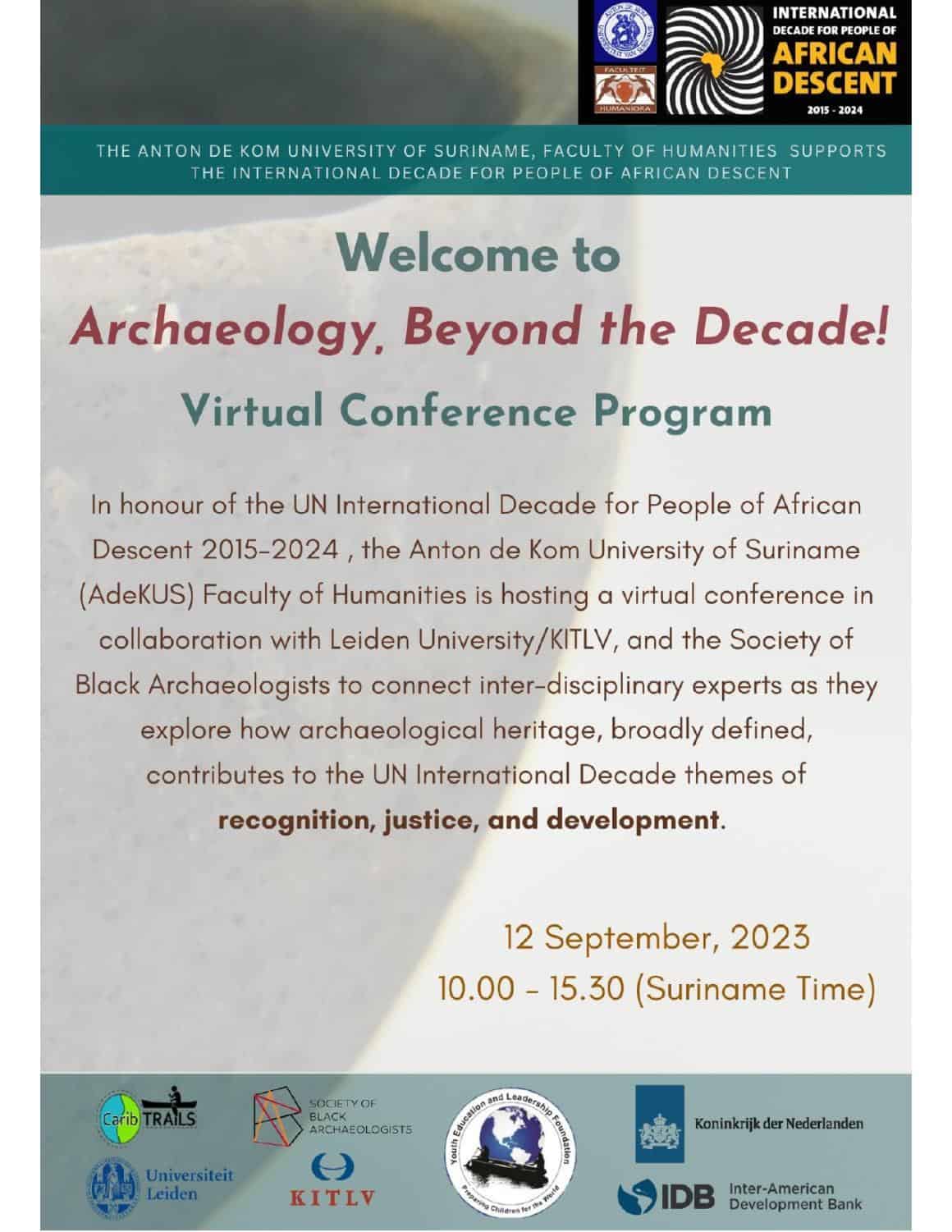 Program_Archaeology, Beyond the Decade Virtual Conference