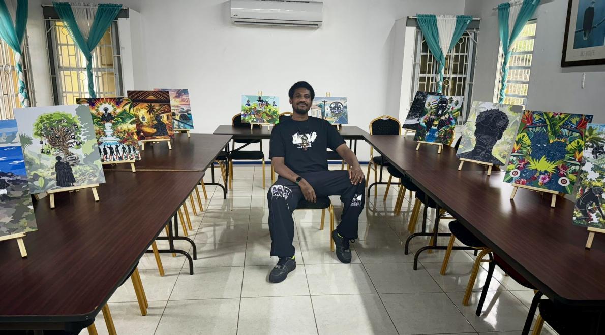 Artist Fre Calmes exhibits Remember Statia paintings on Statia